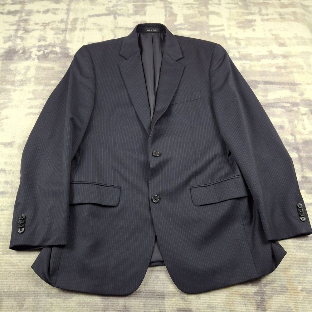 Franco Tassi Collezione Mens Suit Jacket Blazer 38R 100% Wool Navy Pinstripe